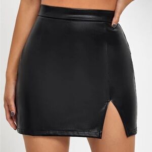 Black Mini Faux Leather Skirt